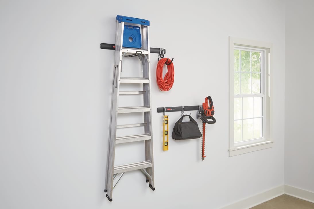 Rubbermaid Fasttrack Garage Storage Hooks - 7-Piece Heavy-Duty Tool Organizer Kit | Black