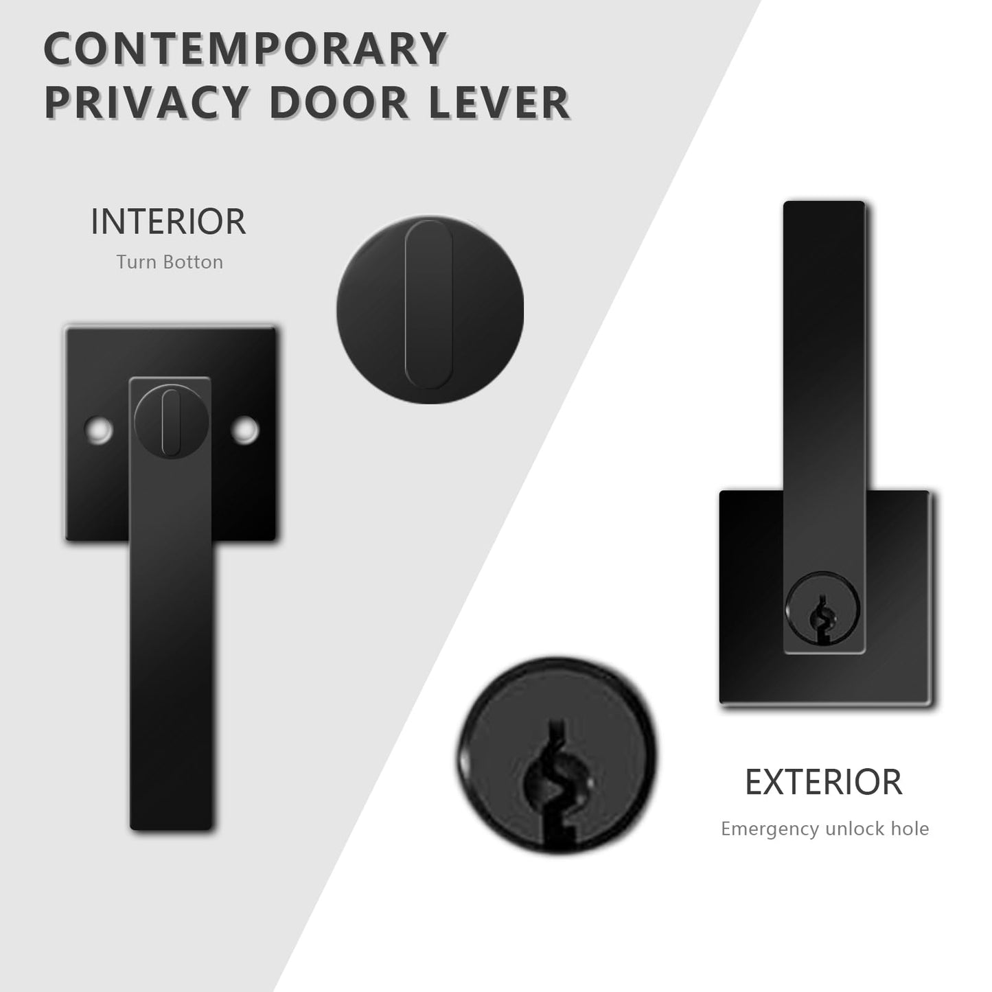 DSJJBLL Matte Black Door Handle Heavy Duty, Keyed Alike Entry Door Lever, Door Knobs with Lock and Key, Square Door Lever for Bedroom, Bathroom and Front Door