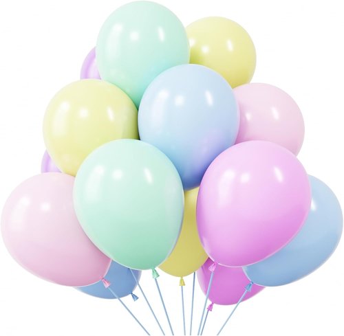 KBZVNAF Pastel Balloons - 50 Pack 12-Inch Multicolor Latex Balloons for Baby Showers & Birthdays