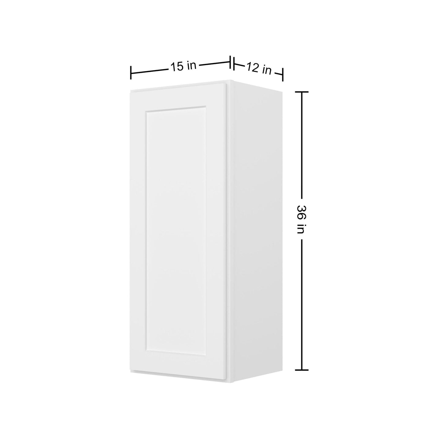 Furinno Shaker Wall Kitchen Cabinet 1-Door-2 Shelves, Ready to Assemble, 12 D x 15 W x 36 H, White