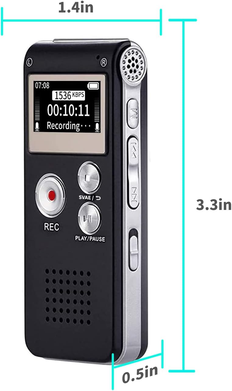 Sunlan 16GB Digital Voice Recorder Voice Recorder with Playback for Lectures - USB Rechargeable Dictaphone Upgraded
