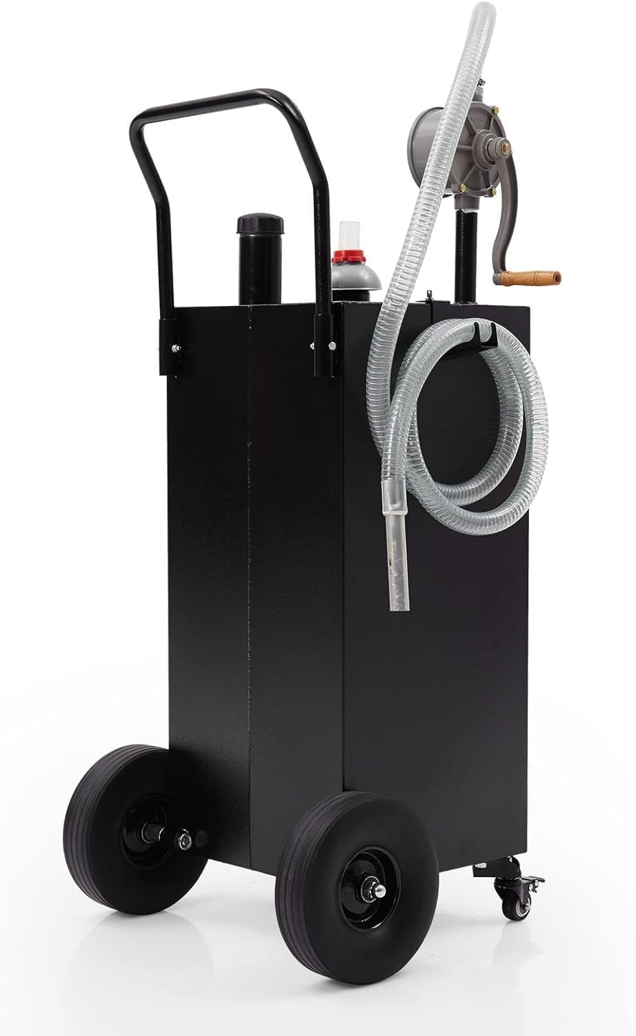 40 Gallon Fuel Caddy with Manual Hand Pump, Heavy Duty Portable Gas & Diesel Transfer Tank on 4 All-Terrain Wheels, Spill-Proof Container with Locking Brakes for Tractor, Truck, Boat, ATV, Lawn Mower