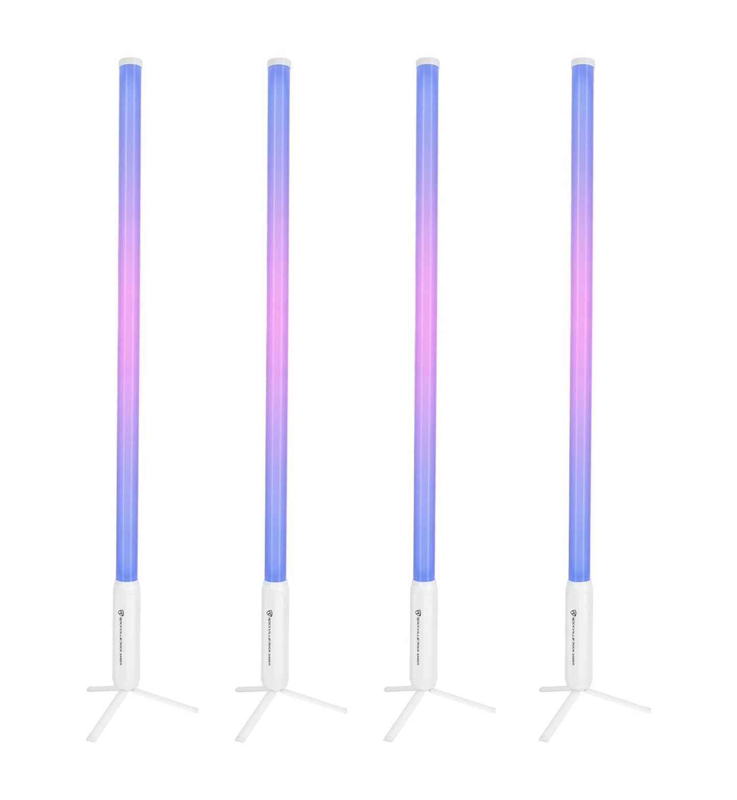 Rockville 4X Rock Saber White Wireless DMX DJ Tube Lights, 5ft, 23H Rechargeable Battery, 192 RGBWA LEDs, IP65 Indoor/Outdoor, App Control+Remote, Padded Bag, Floor Stand/Truss Mount