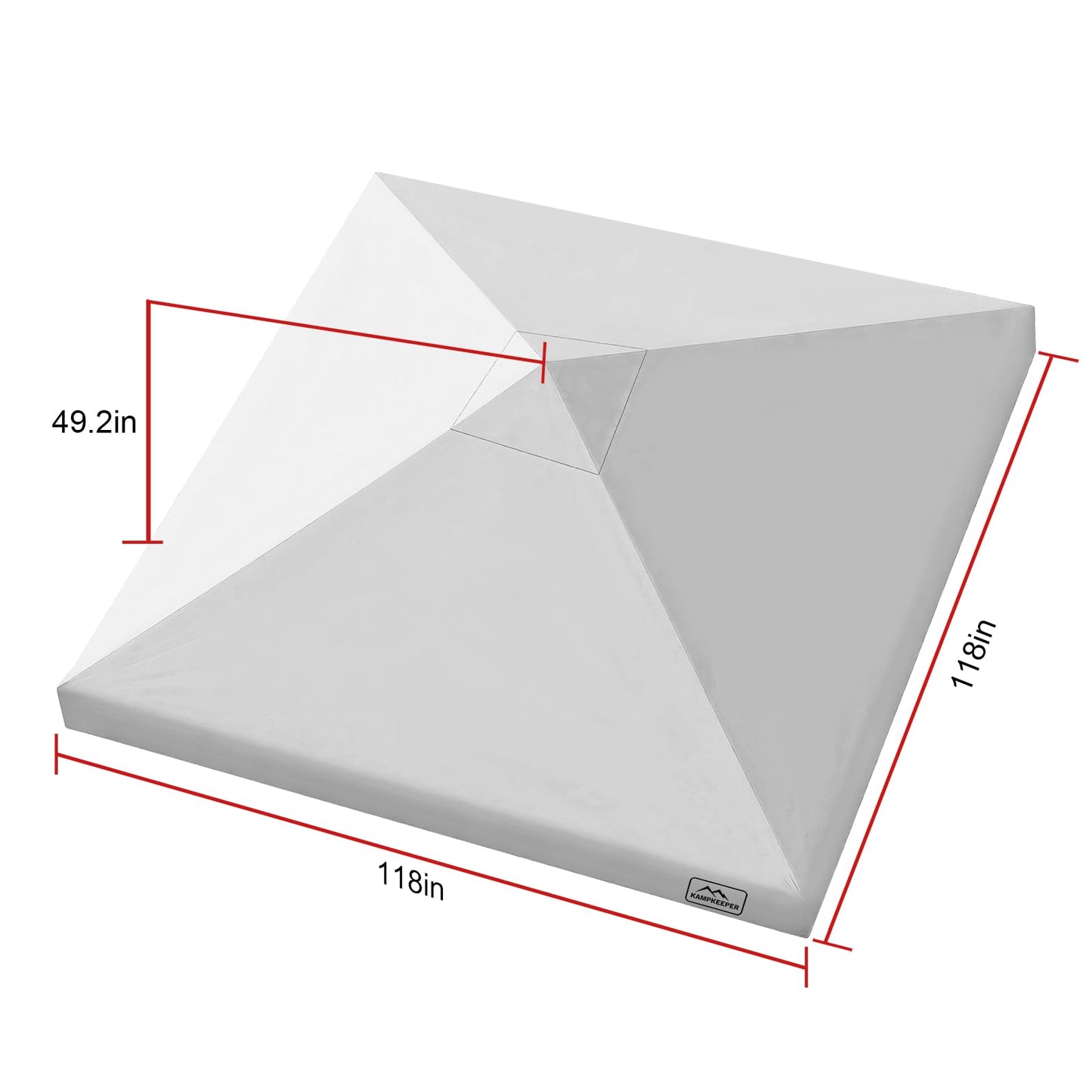 KAMPKEEPER Canopy Replacement Top Cover Roof for 10x10 Peak Pole Straight Leg Canopy Tent,PU-Coated 500D Polyester UV Waterproof,for Outdoor Commercial Garden Sun Shade(Top Only) (White)