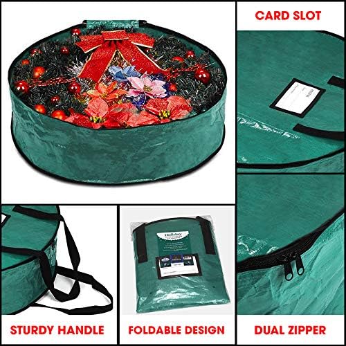 ProPik Christmas Wreath Storage Bag - Heavy Duty Tear Resistant Holiday Container | 36” x 8” (Green)