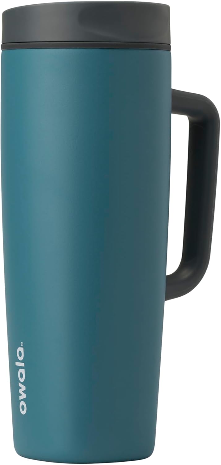 Owala SmoothSip Slider Travel Mug - 24 oz Stainless Steel Insulated Design | 100% Leak Proof & BPA Free