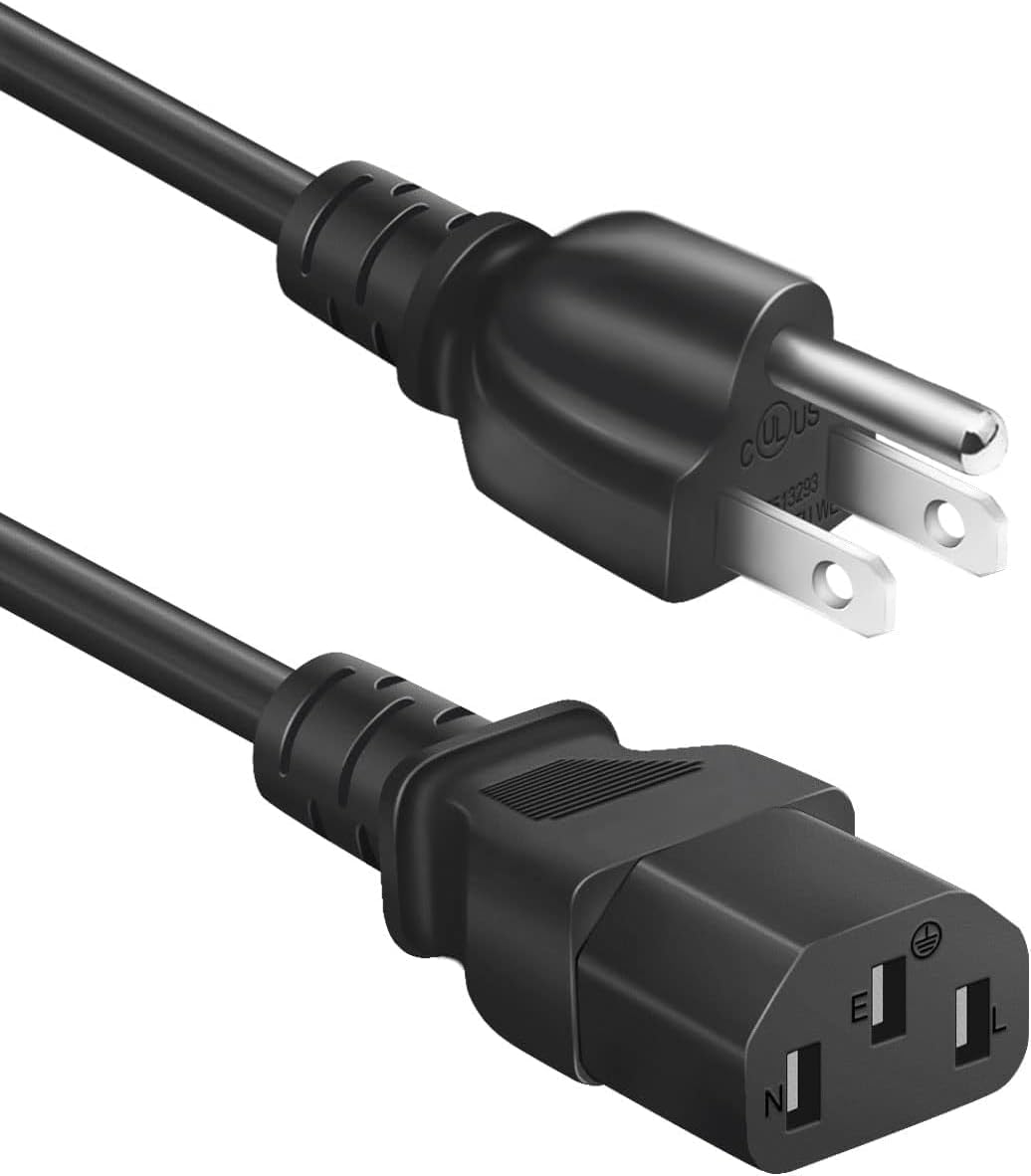 Narpendu 3-Prong 3 (0.92 Universal AC Power Cable for Computers, TVs, Monitors & More, Feet Meters), Black