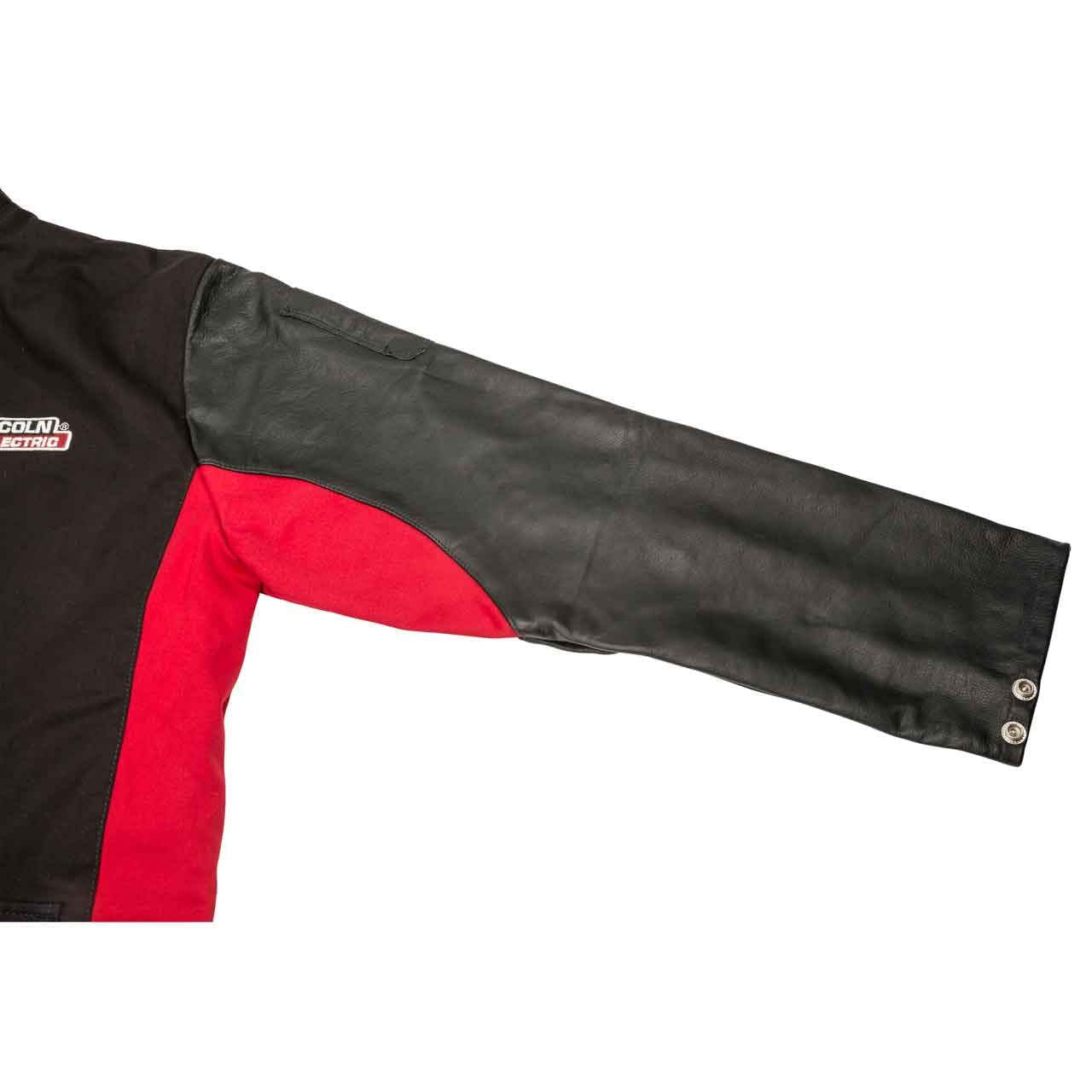 Lincoln Electric Grain Leather Sleeved Welding Jacket | Premium Flame Resistant Cotton Body | Black & Red | Large | K2987-L