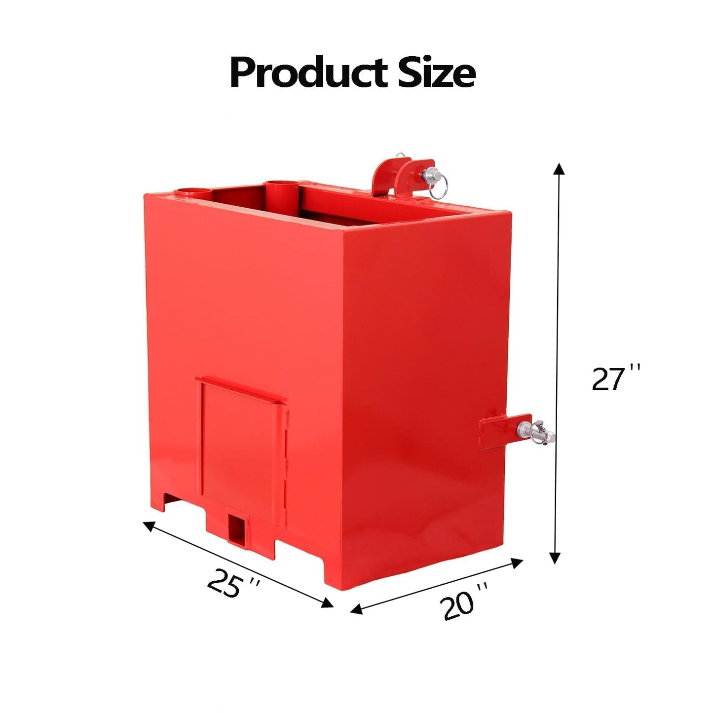 3 Point Ballast Box, 800 lb Capacity Tractor Weight Box with 2" Quick Hitch Receiver, 5 Cu.Ft Steel Loader Attachment with Sliding Door, 3mm Heavy Duty Construction