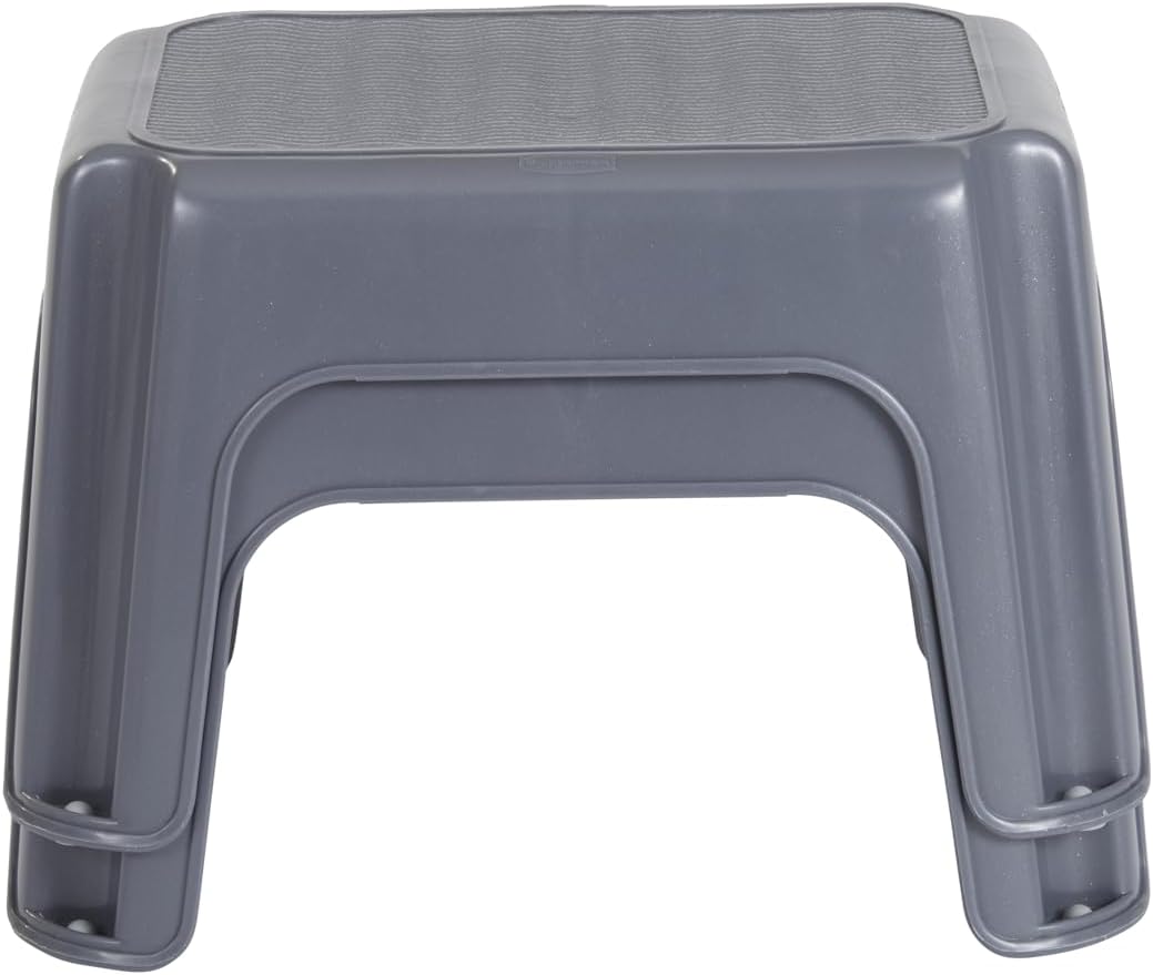 Rubbermaid One-Step Stool - Durable 7" Height Gray Step Stool Holds Up to 200 Pounds | Ideal for Kids, Bathroom, Home, Office, Garage