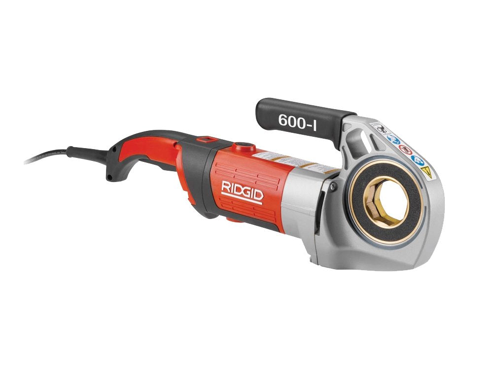RIDGID 44913 600-I Handheld Power Drive Pipe Threading Machine with Carrying Case and Dual V-Jaw Support, 1/8" to 1-1/4" Pipe Capacity