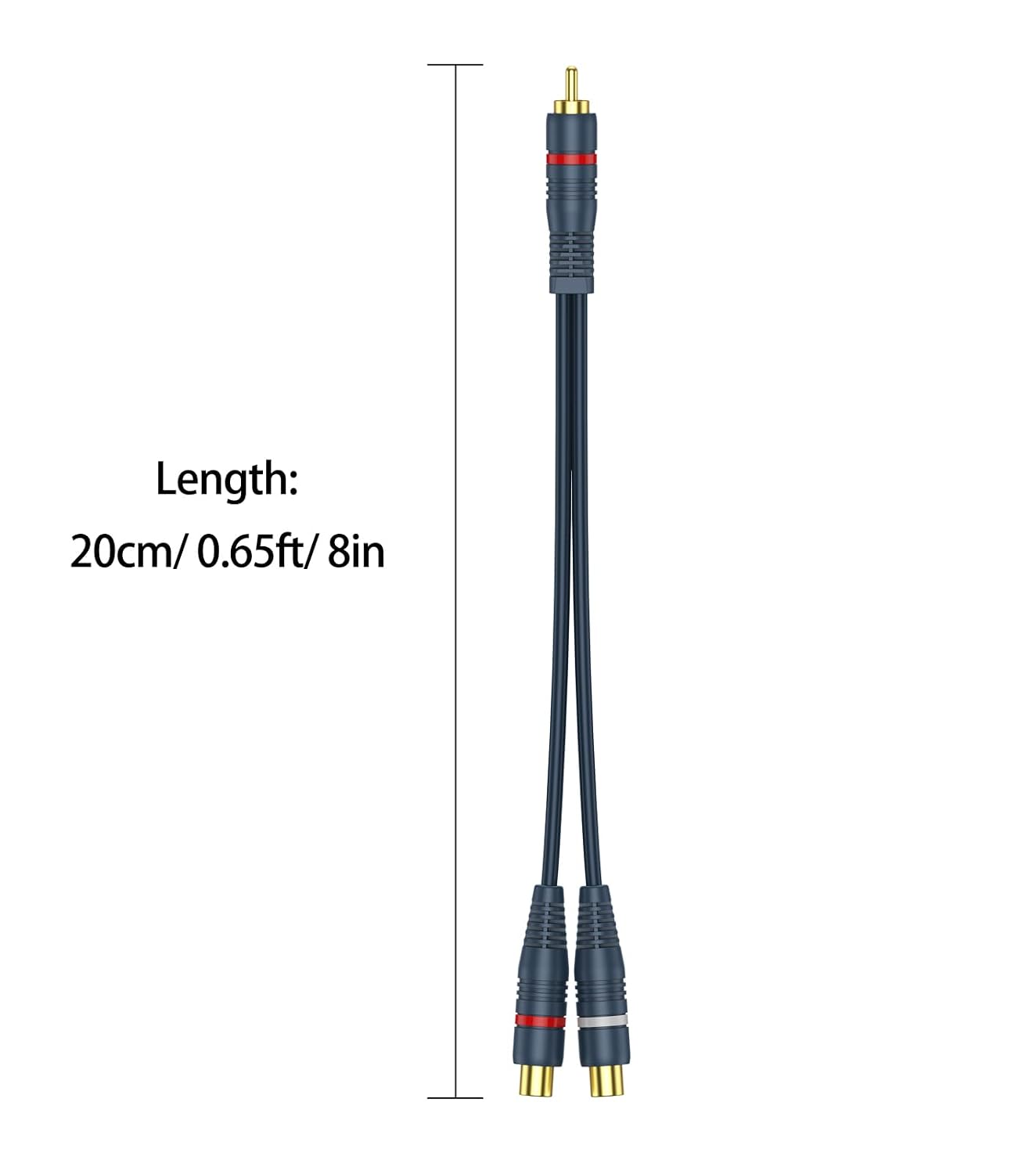 1 2 2 Pack, 0.2m/8inch RCA Splitter Male Female RCA Y Splitter Cable Audio Video Adapter Extension Cord for Subwoofer