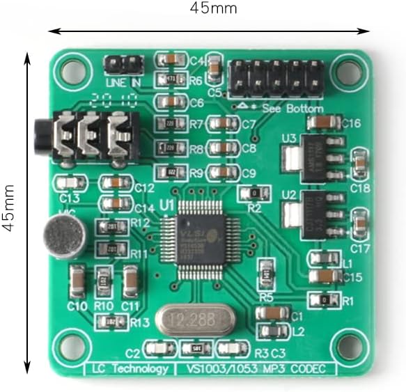 JESSINIE VS1053 MP3 MP3 1.8V 3.3V AMS-1117 800mA 12.228Mhz Audio Player Module Audio Decoder Player Board Recording