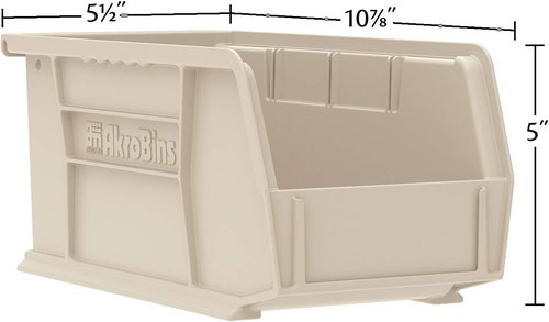 Akro-Mils Plastic Storage Bins - Space-Saving Stackable Organizers for Garage & Pantry | 11" x 5" x 5", Red, 12-Pack