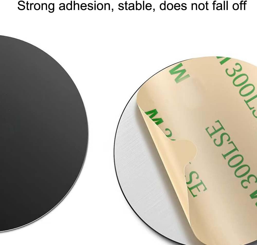 ANRACHEL (Black,10 Pack) Universal Metal Plate with Adhesive for Magnetic Car Phone Holders, Wall, Magnets. Round Disk