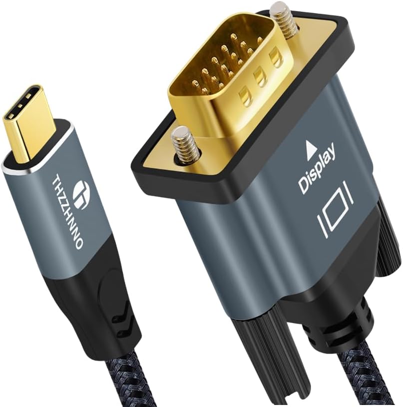 Thzzhnno 3.3FT, 1080P@60Hz USB C to VGA Cable USB Type C to VGA Conversion for Laptops, Mobile Phones, Tablets