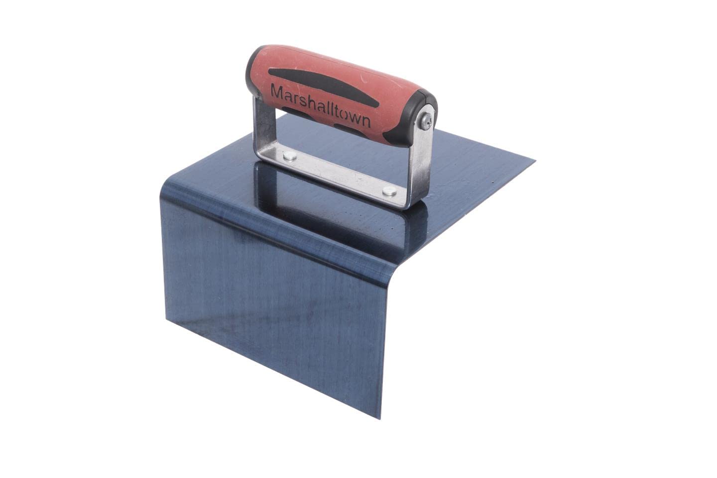 MARSHALLTOWN Blue Steel Step Tool, Nose Tool, 6 x 6 x 3 Inch Blade Size, 1/2 Inch Radius, 90-Degree Angle, Resilient DuraSoft Handle, Prevent Cracking in Concrete, 175BD