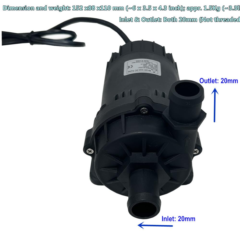 SHYSKY High Powerful 24V 120W Small Brushless DC Water Pump DC60D-24120A-1 12m 39ft Lift 1003GPH, Submersible, Speed Adjustable, For Cooling Circulation Pressure Sys