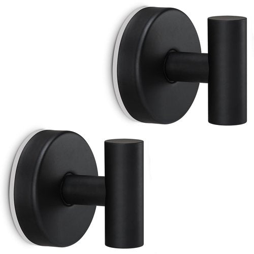 MNGD Towel Hooks Shower Suction Hook Towel Hanger for Bathroom Hanging Coat, Robe, Removable Wall Mounted Hook for Bedroom Kitchen Hotel Pool Matte Black(2-Pack)