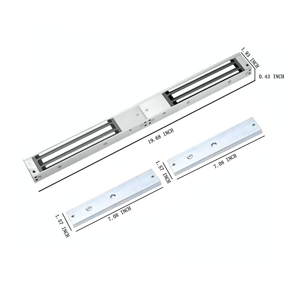 Double Door Mag Lock 280KG / 600 LBS of Magnetic Holdings Force Electromagnetic Commercial Lock DC 12V, LED Indicator and NO/NC Options with Z and L Bracket