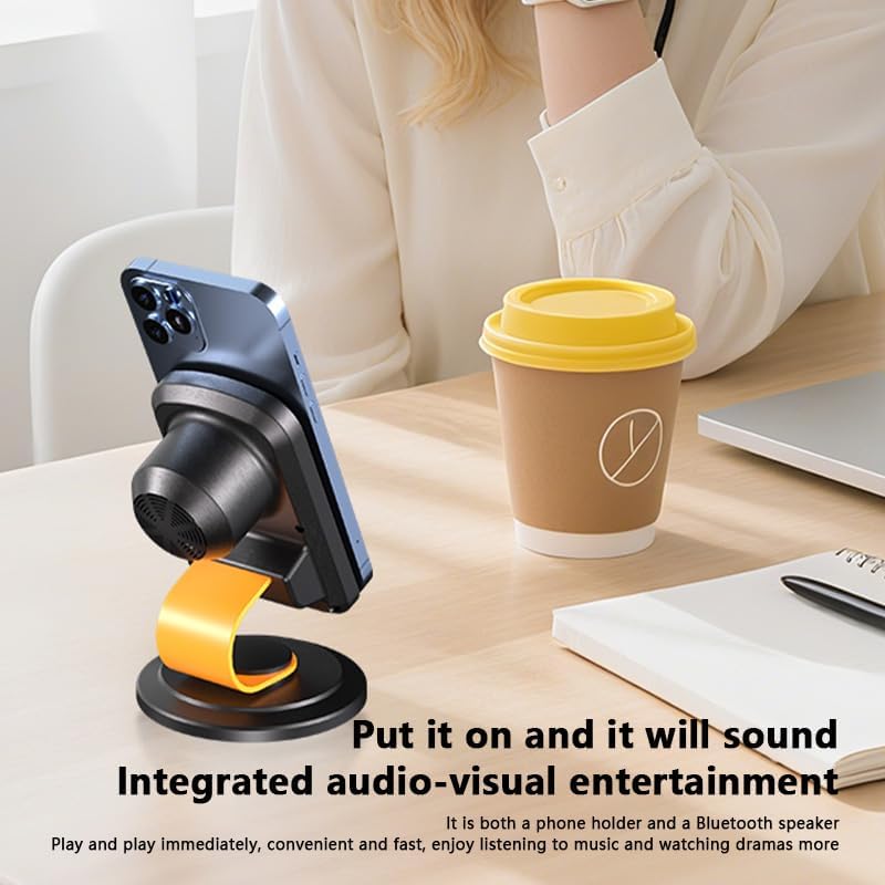 E I F E R 360 Wireless Induction Speaker, Bluetooth Speaker with Phone Stand, Adjustable Holder