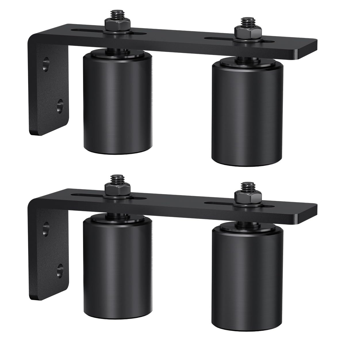Sdstone 2 Inch Black Heavy Duty Sliding Gate Rollers (2 Pack) with L Rear Post Bracket, Universal Adjustable, Side Mount, Alloy Steel & Plastic, Suitable for Sliding Gates & Rolling Doors