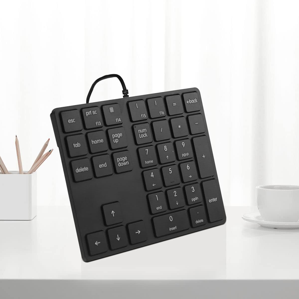 Merdia 34 Numeric Keypads Wired Numpad Keys External Mini Slim Keyboard Magic Force for Financial Cashier