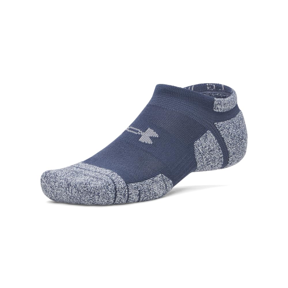 Under Armour Unisex Performance Tech Pro No Show Socks 3 Pack, (069) Titanium/Summit White/Clay Green, Medium