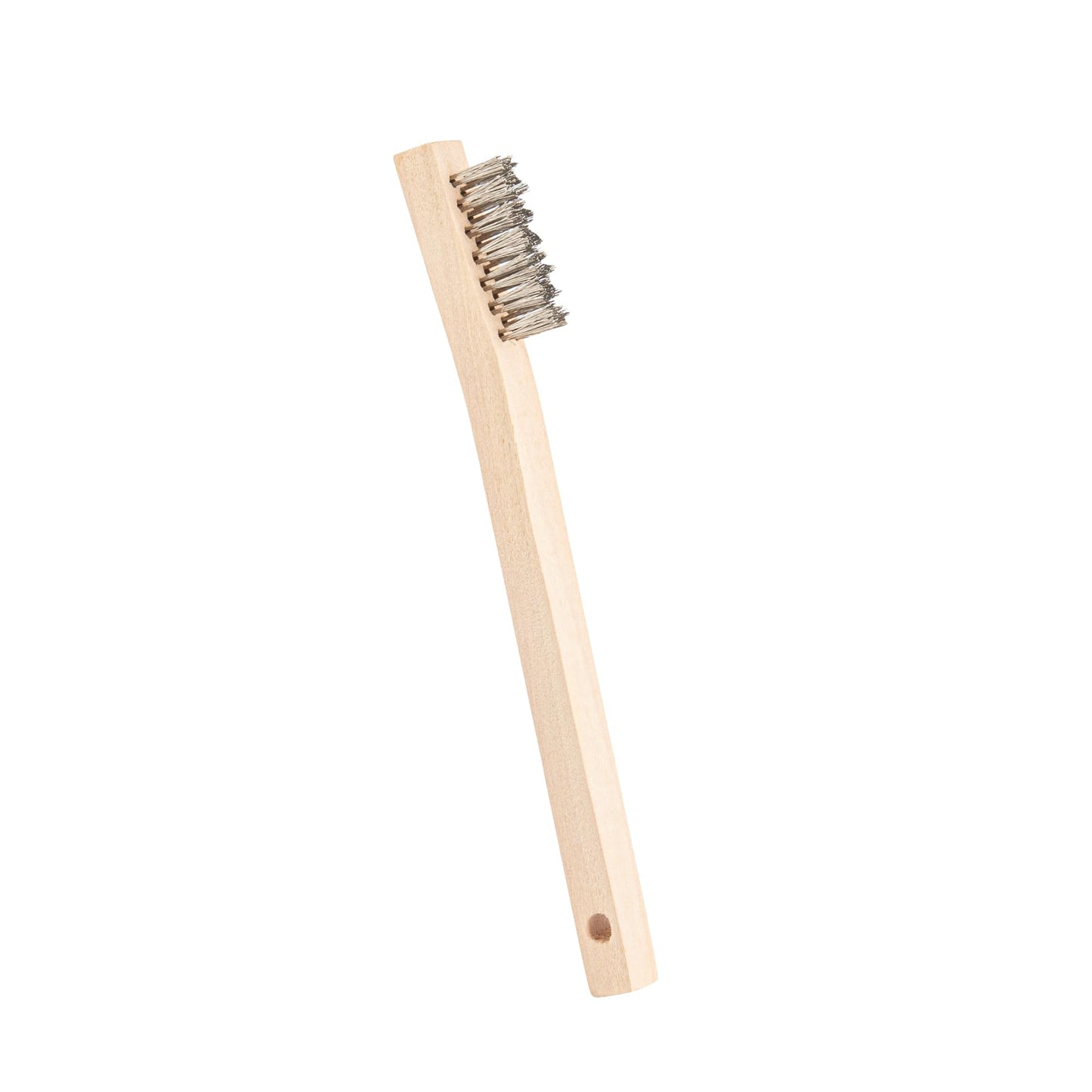Restaurantware-Clean Tek Professional 7.87 Inch Oven Brush, 1 Heavy-Duty Pizza Stone Brush - Stainless Steel Bristles, Curved Handle, Wood, Scrapes Baked-On Grease, for Bakery Oven