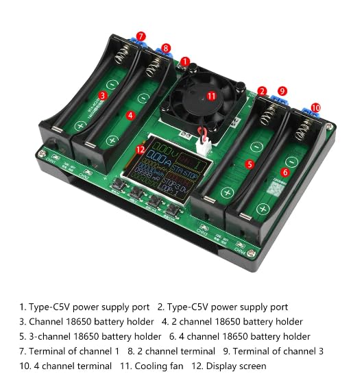 DWEII 1pcs 18650 18650 (4 Lithium Battery Capacity Tester Module MAh MWh Digital Battery Power Detector Module Tester