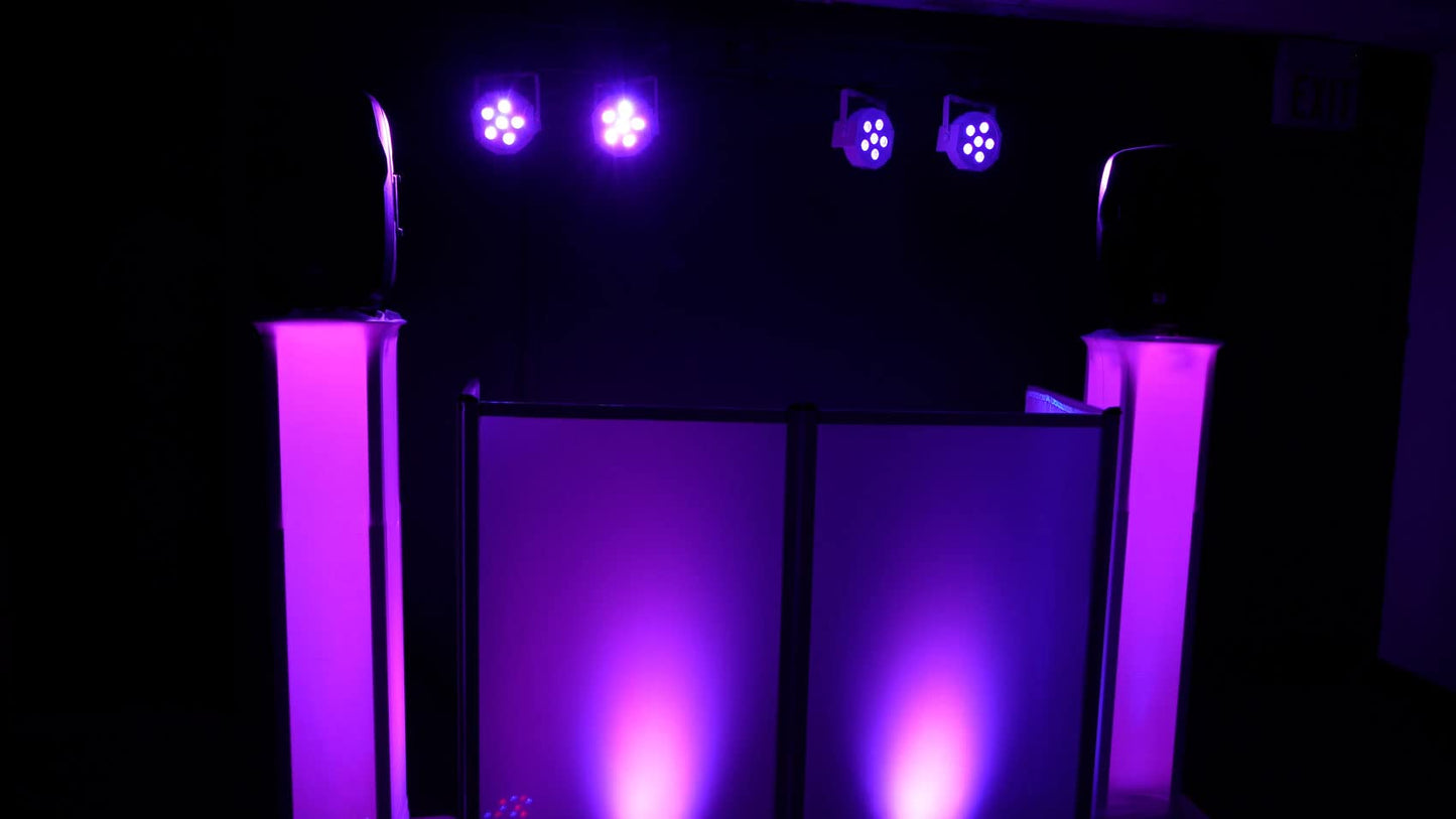 Rockville Battery Par Pack 61 8 RGBWA+UV Battery-Powered Par Lights with Charging Flight Case, DMX & IR Remote, 15-Hour Battery, Master/Slave Mode, Strobe & Sound Activation for Events & DJ (White)