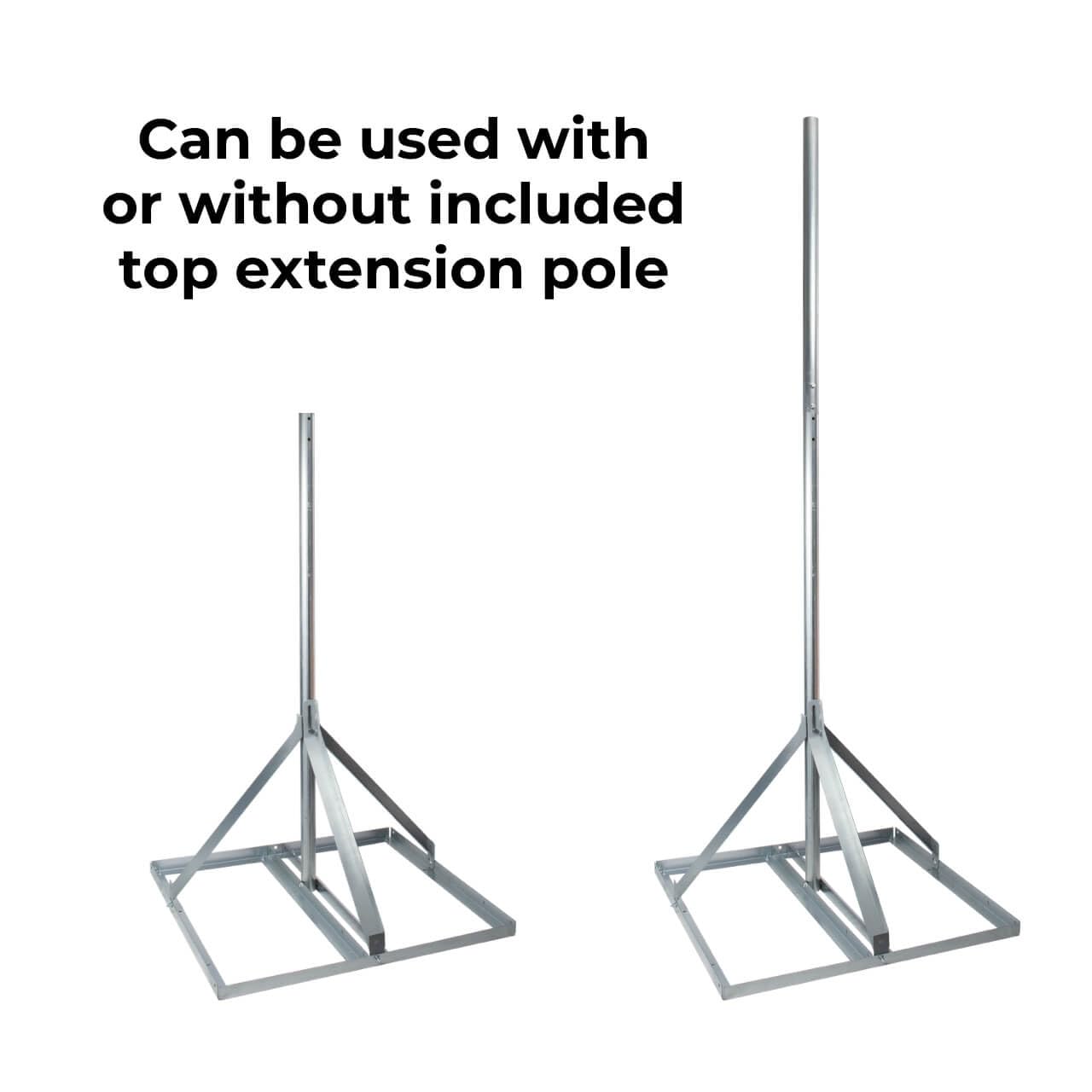 Bolton Technical Non-Penetrating Adjustable Roof Tripod Sled Mount/Heavy Duty/Adjustable Pole Length / 9 Degree tilt / 36 Inch Pole Extension/Waterproof