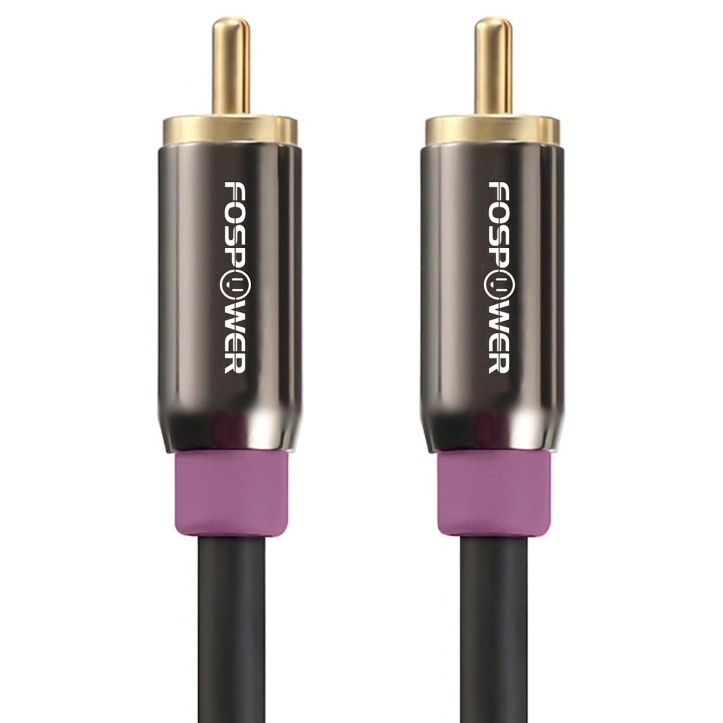 (6 24K FosPower Subwoofer Cable FT) RCA to RCA Audio Stereo Cable, Male to Male - Dual Shielded Cord | Gold Plated