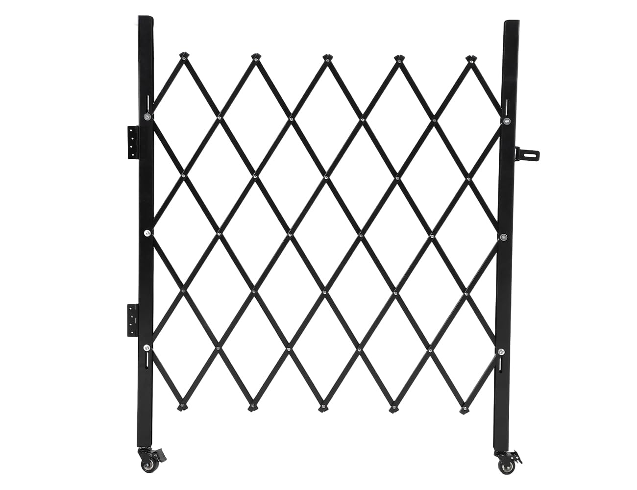GarveeTech Single Folding Security Gate, 52" H x 42" W Lockable Scissor Gate with 360° Swivel Casters, Heavy-Duty Steel Outdoor Barricade Retractable Gates for Courtyards, Garages, Gardens, Pool