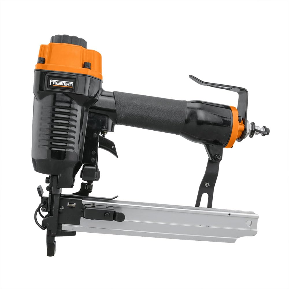 Freeman PFS16 Pneumatic 16-Gauge, 1” Fencing Stapler | Tool-Free Depth Adjust, Jam Release, and Wire Alignment | for Trellising, Snow Control, and Pet Fencing | Includes Adjustable Belt Hook