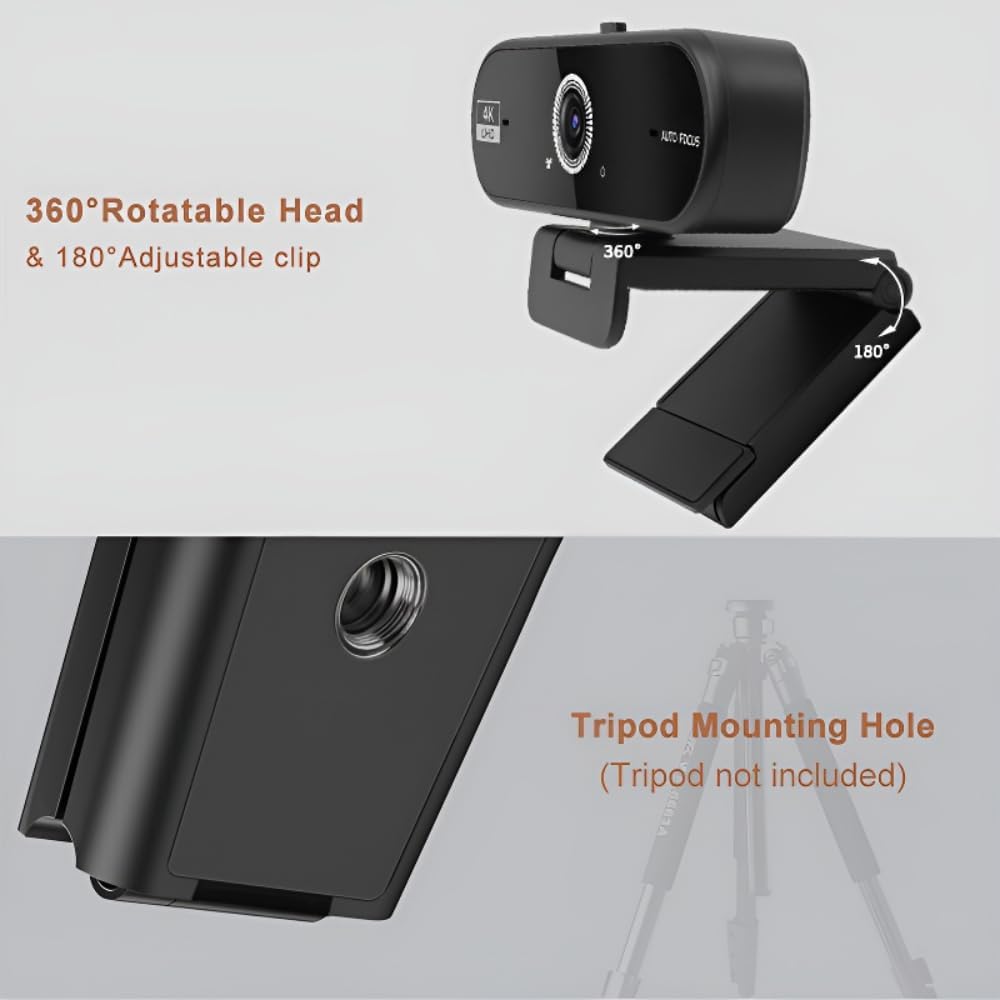Generic 4K Hprosper Webcam with Microphone for PC, Wide Angle Computer Camera USB Streaming Webcam, Plug & Play