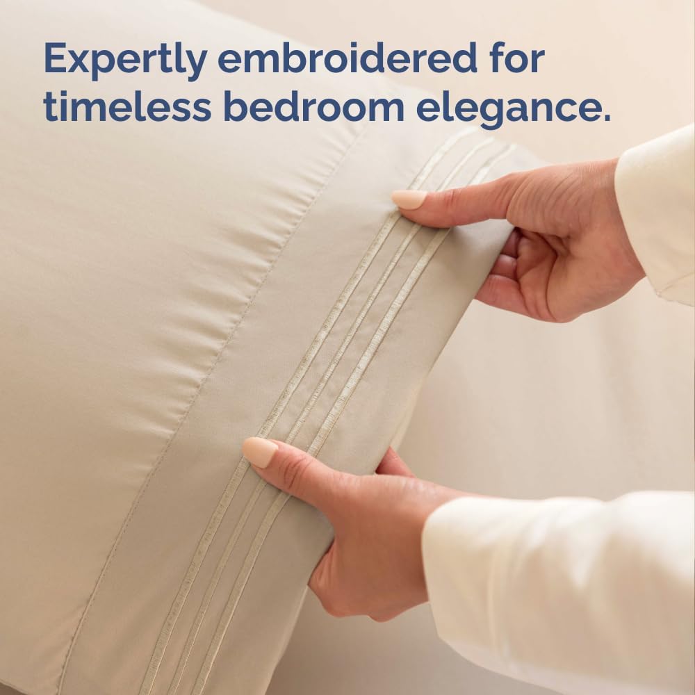 Skiennix Body Pillowcases Set of 4 | Soft, Cozy 20x54 Long Pillow Covers - Breathable & Fade-Free - Machine Washable (Cream)