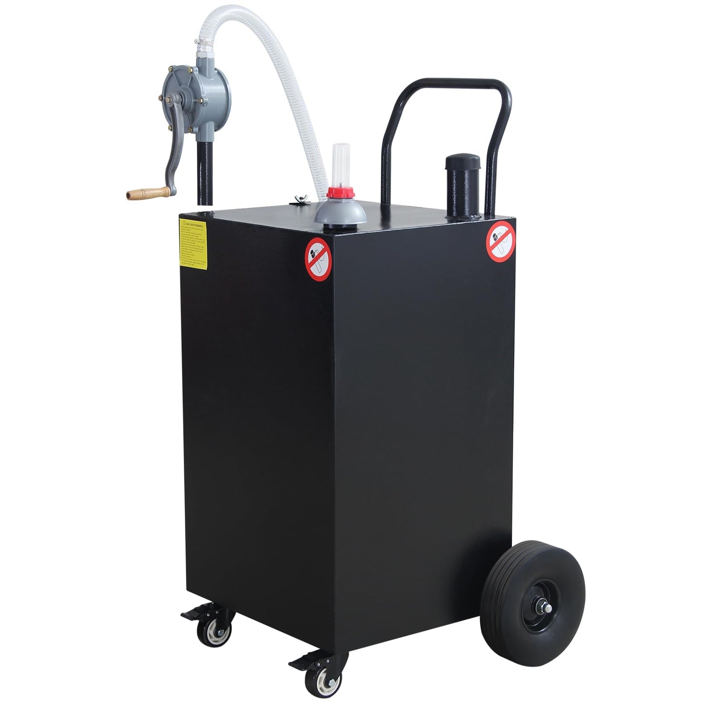 Fuel Caddy,40 Gallon Portable Fuel Caddy with Manual Pump,Heavy Duty Gasoline & Diesel Transfer Tank On 4 Wheels for Cars,Lawn Mowers,Trucks,ATVs,Boats Black