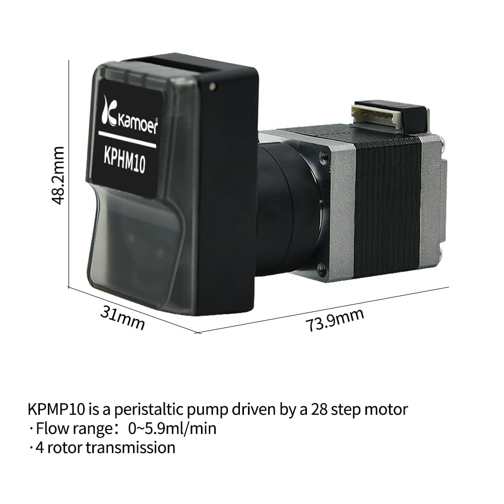 Kamoer KPMP10 low flow 24V peristaltic pump high precision adjustable speed stepper motor liquid dosing pump 1.52mm ID x 3.22mm OD (0-5.9ml/min) for Lab DIY