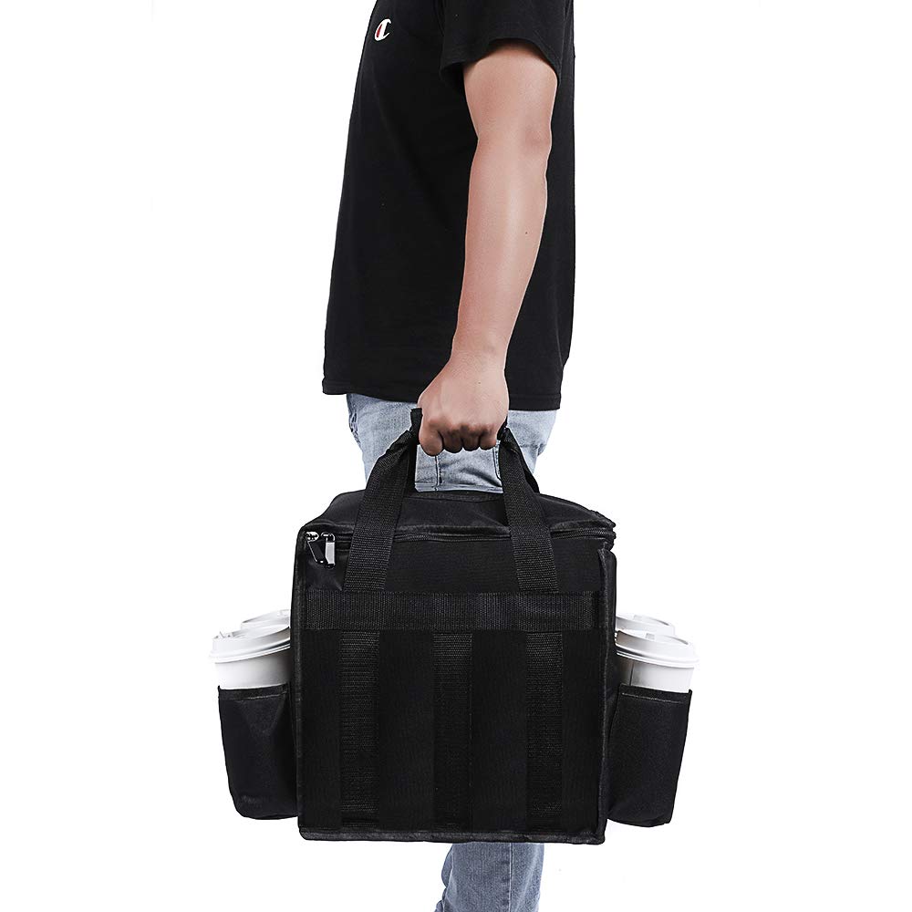 OGEFOTED Large Insulated Food Delivery Bag with Cup Holders, Foldable Pizza Delivery Bags Heavy Duty Food Warmer Grocery Bag for Camping Catering Restaurants