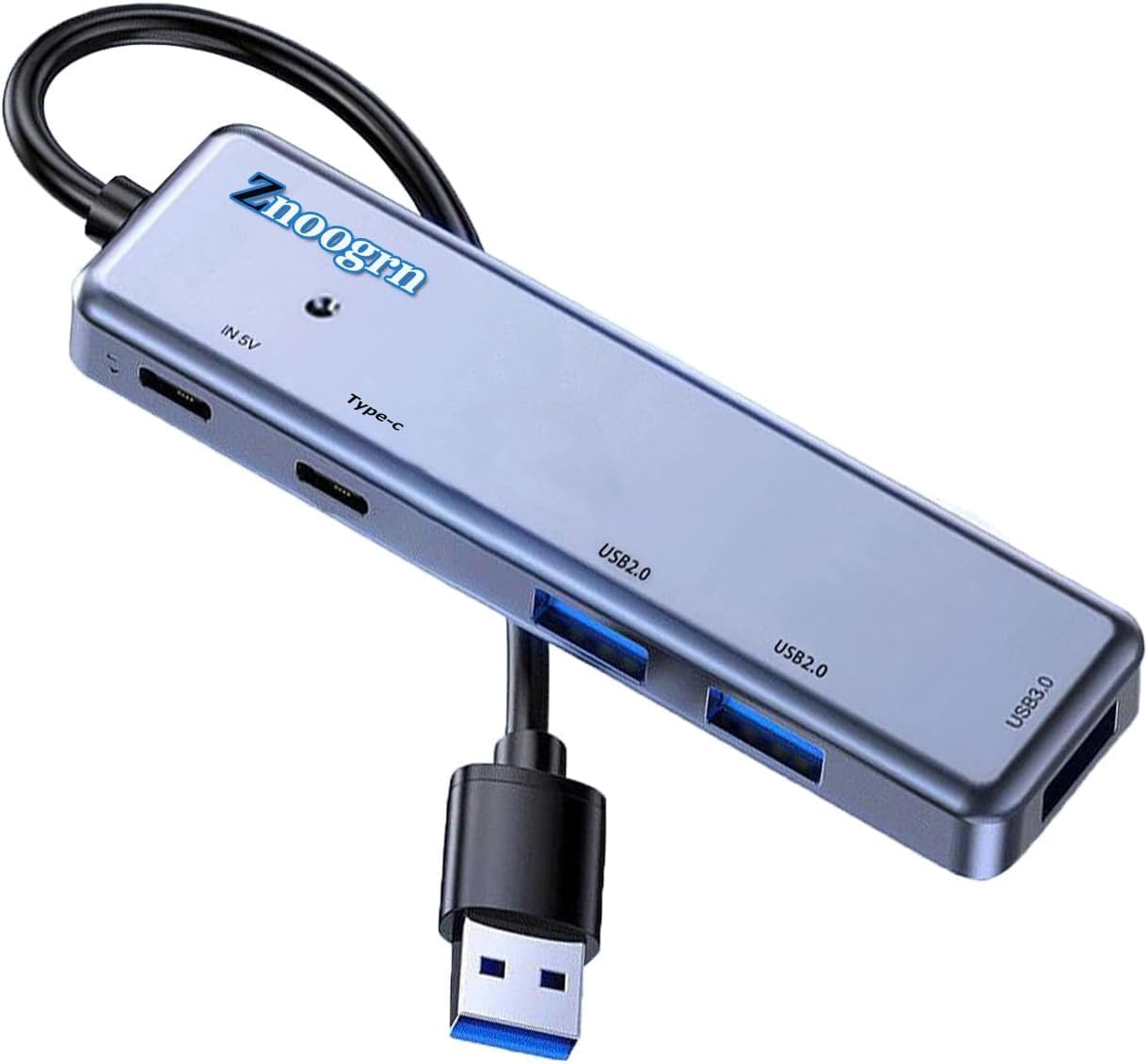 Znoogrn 5 1 3.0 5 in USB Hub, USB Extender with USB C Data Port, Ports USB Hub for Laptop, PC, Flash Drive, Mobile HDD
