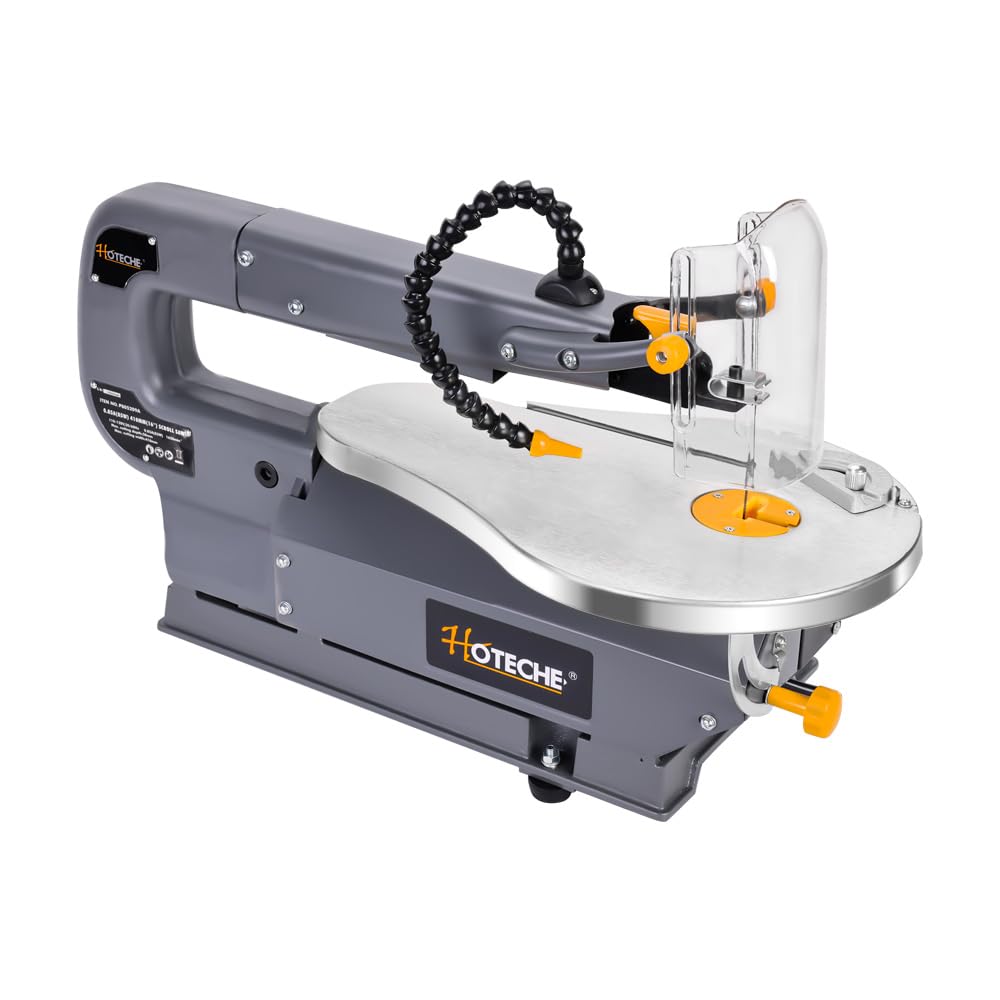 Hoteche 16-inch Power Scroll Saw for Woodworking with Large Tilting Working Table and Integrated Dust Port, Professional Woodworking Tool for Detailed Cutting, Fretwork, Crafting