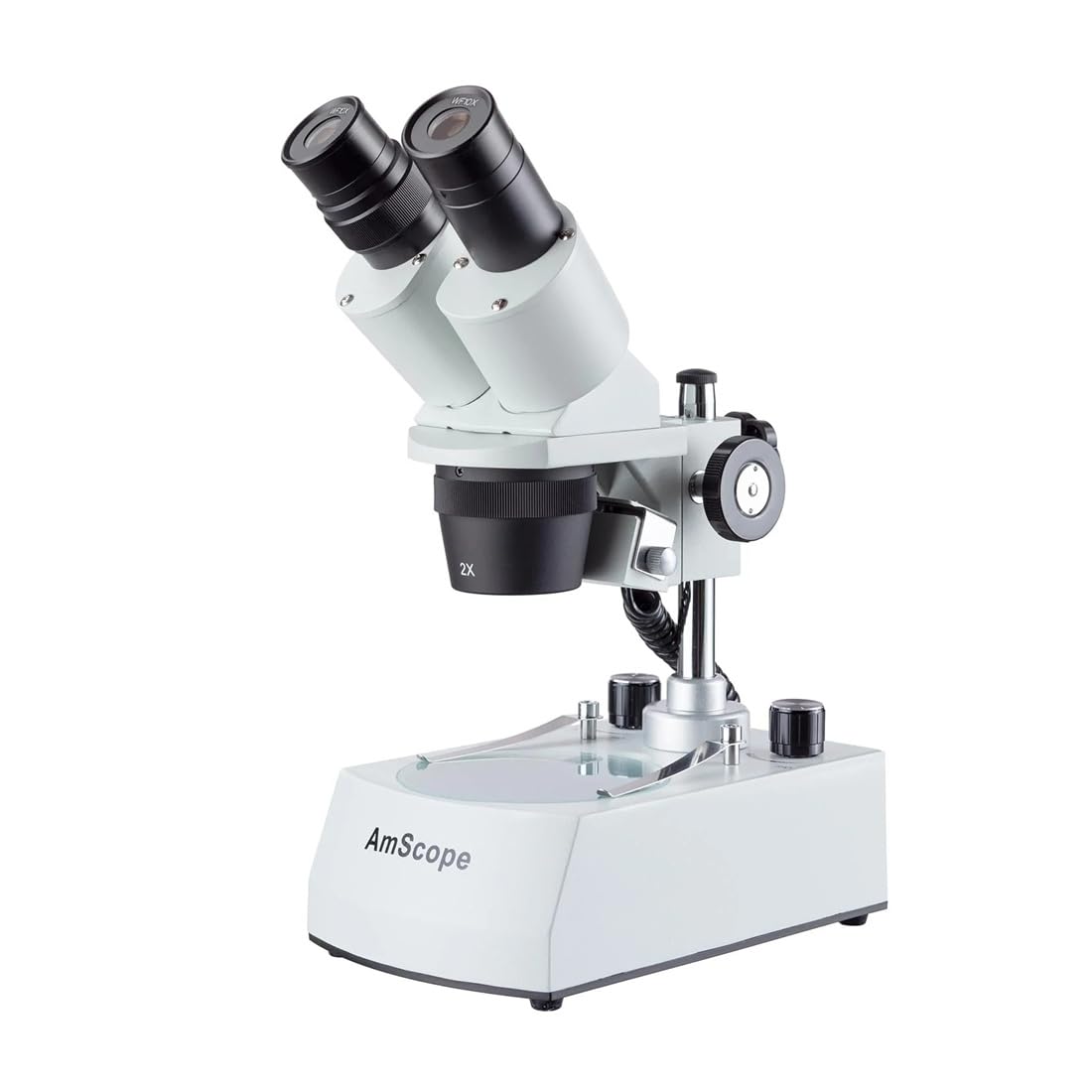 AmScope SE306 Series Compact Multi-Lens Binocular Stereo Microscope - 20X-40X Magnification - Sturdy, Forward-Mounted Microscope with Pillar Stand & Angled Head