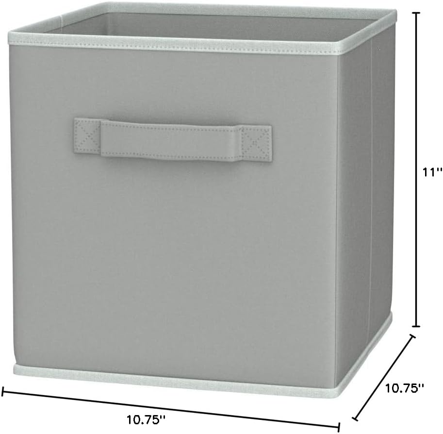Simple Houseware Foldable Cube Storage Bins - 11-Inch Gray Fabric Organizer | 6-Pack for Closet & Shelves