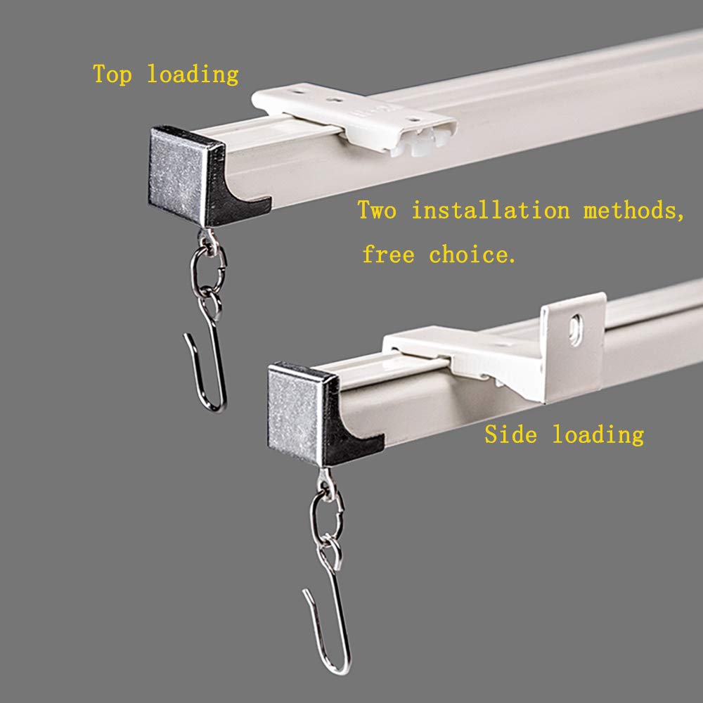 6ft-12ft Upgraded Aluminum Curtain Track, Ceiling or Wall mount, Curtain Rail System with 90 Degree Corner Bends, Windows and Room Divider Ceiling Track set with Runners and Hooks(White)