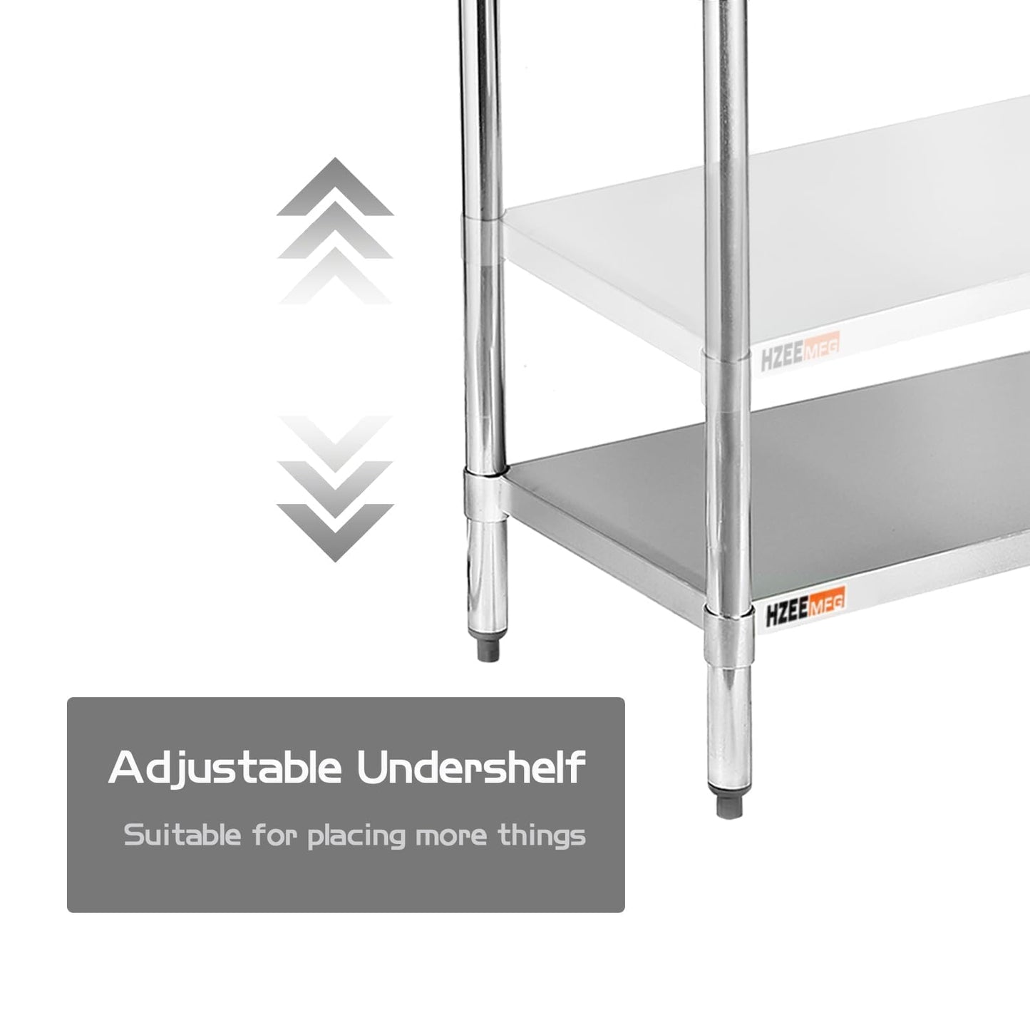 HZEEMFG Stainless Steel Table for Prep & Work 24x36 inches,4ft, Commercial Heavy Duty Table with Undershelf for Restaurant, Home,Hotel Kitchen, Laundry Room, Garage,Workshops