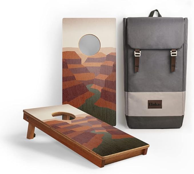 Elakai National Parks Series Premium Travel Cornhole Boards with Carry Case Backpack 1x2