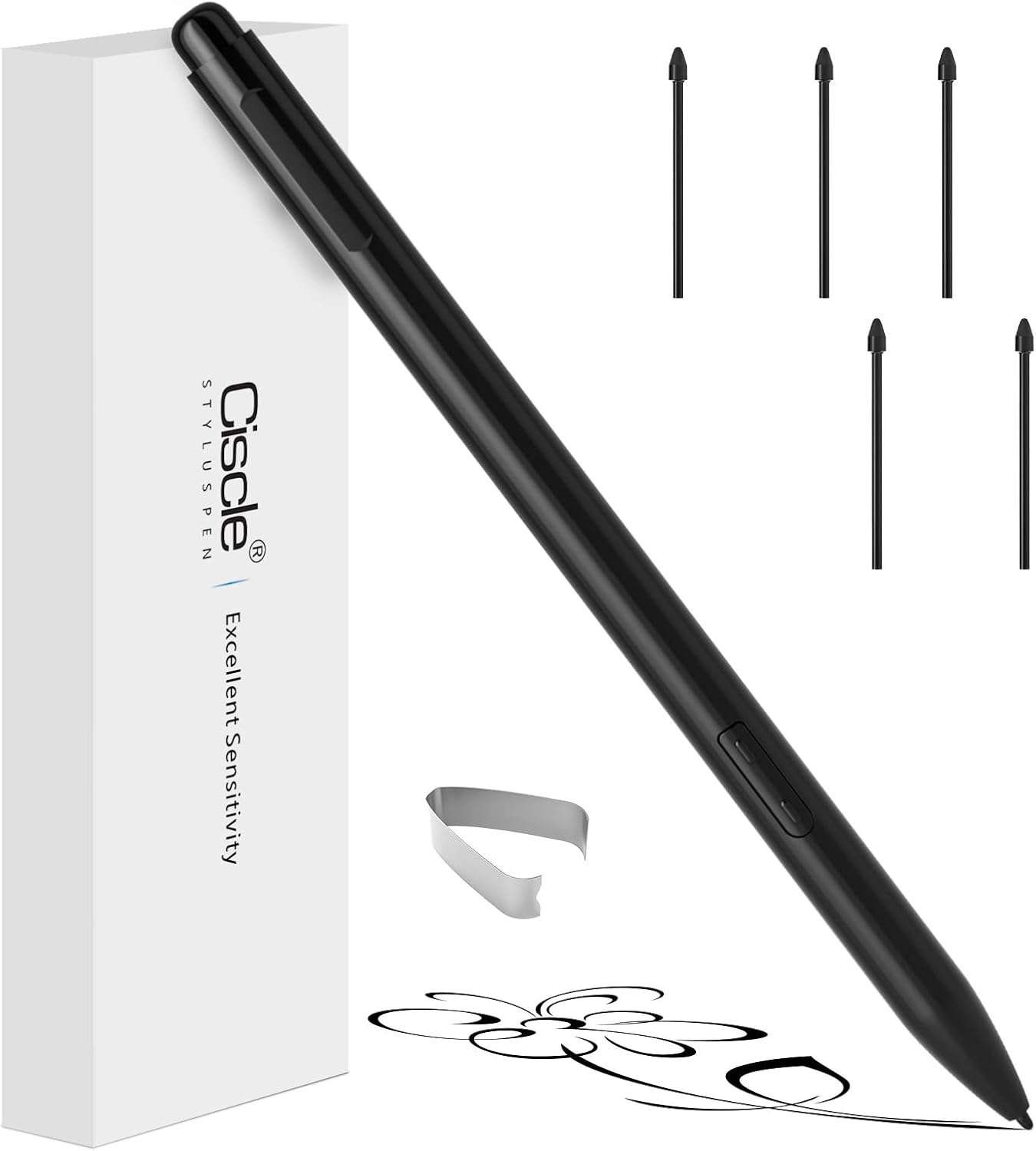 Ciscle 2, 4096 5 Magnetic EMR Stylus Pen for Remarkable No Charging Needed, Pressure Levels, Palm Rejection, Tilt