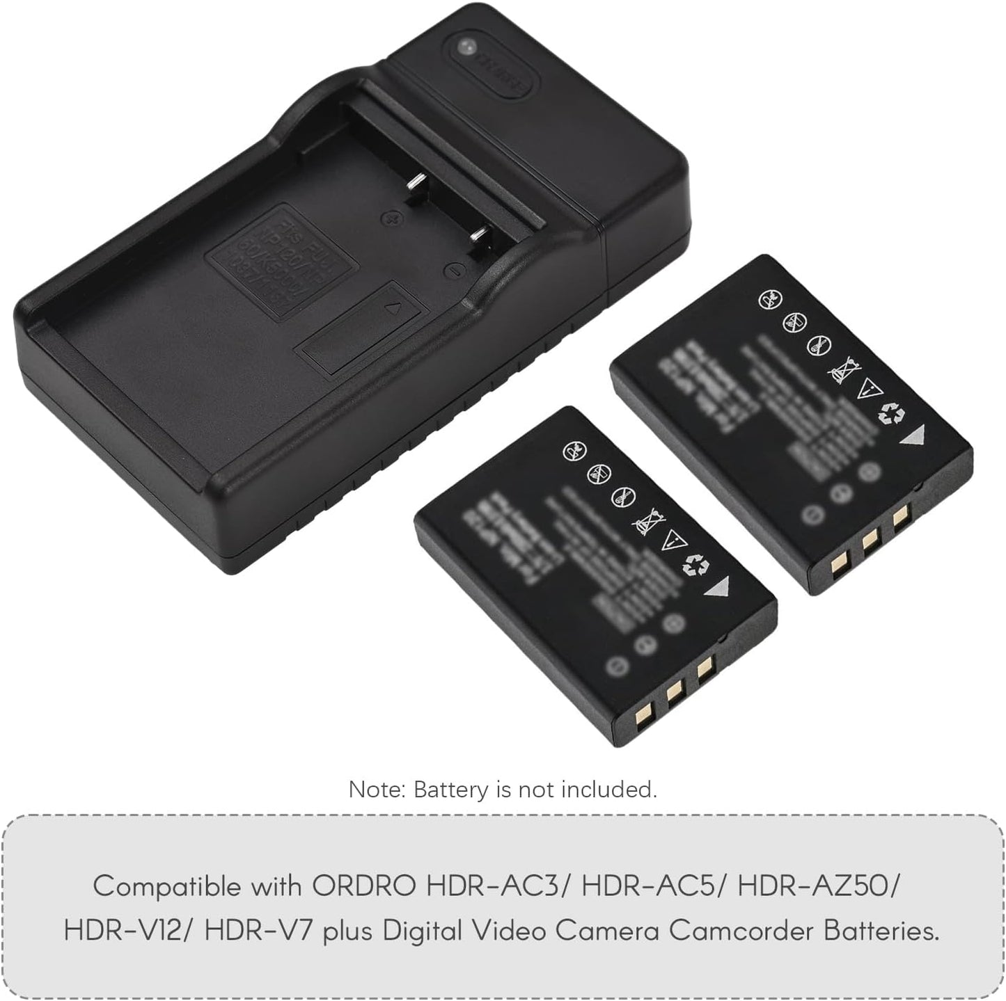 Andoer NP-120 HDR-AC3/ HDR-AC5/ HDR-AZ50/ HDR-V12/ HDR-V7 Battery Charger with LED Indicator Type-C Port & USB Cable
