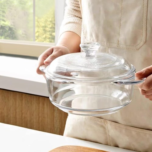 Clear Round Glass Casserole - 1-Quart Baking Dish with Lid | Oven, Freezer & Dishwasher Safe